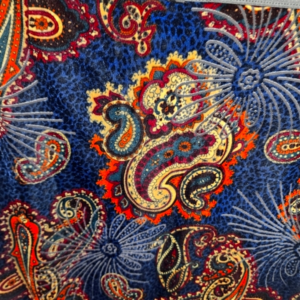 Motto skirt crushed velvet paisley colourful rich navy blue pencil size 10/12 - Picture 3 of 8